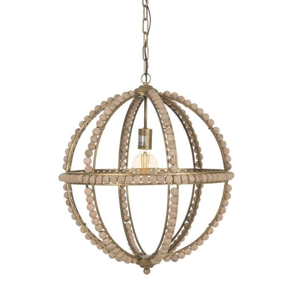 Hänglampa - BigBuy Home - Metall och ekträ - 54x54x54 cm - E27 - Samtida design- USED