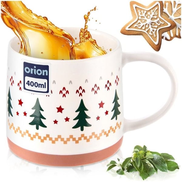 Kopp i porslin - Orion - 380 ml - vintermotiv - kan användas i mikrovågsugn och diskmaskin