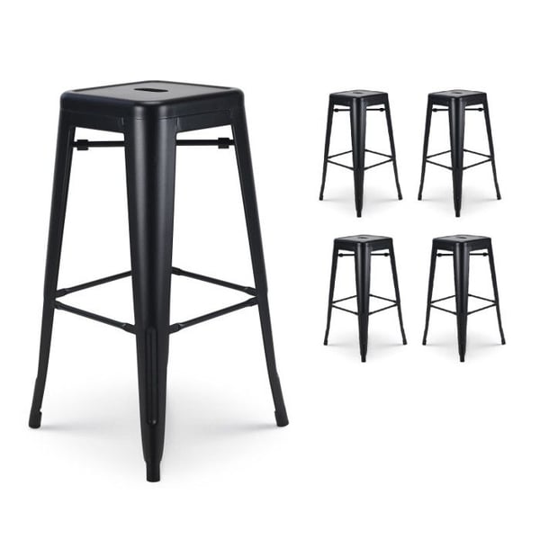 Ensemble de 4 barstolar i svart metall med industriell stil - Höjd 76 cm
