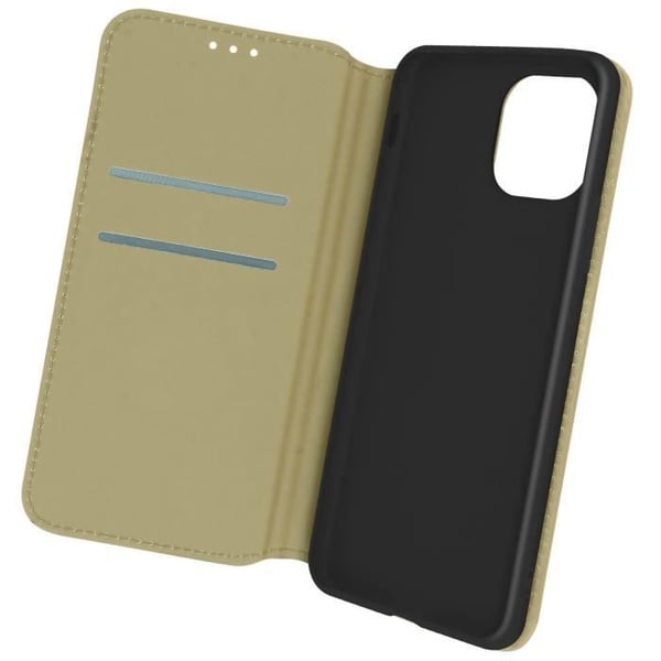 Housse Folio - AVIZAR - iPhone 12 Mini - Plånbok - Guldgul - Videostöd Funktion