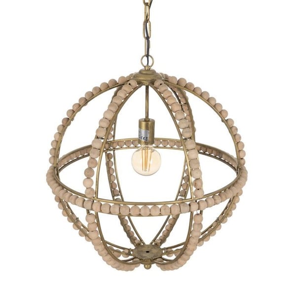 Hänglampa - BigBuy Home - Metall och ekträ - 54x54x54 cm - E27 - Samtida design- USED