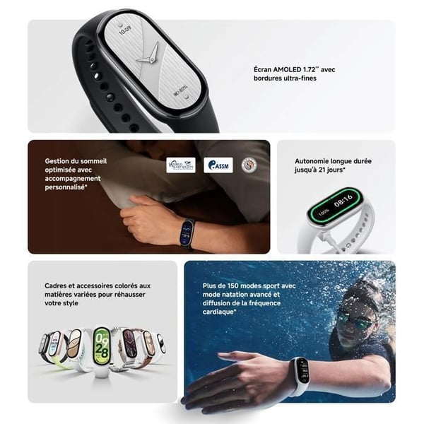 XIAOMI Smart Band 10 Grå - Smartklocka - Aluminiumhölje - Aktivitetsövervakning - AMOLED-skärm 1.72'' - 21 dagars batteritid