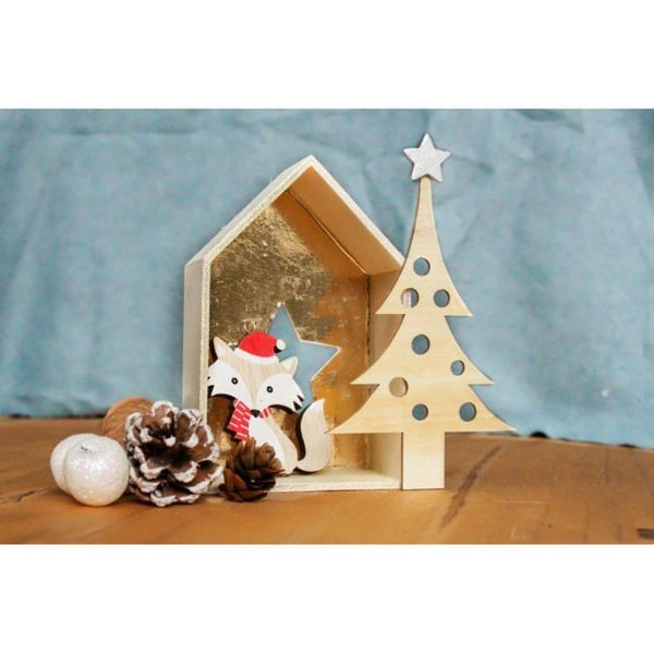 MégaCréa DIY - Hängande trärräv 7x6,5 cm 4 stycken