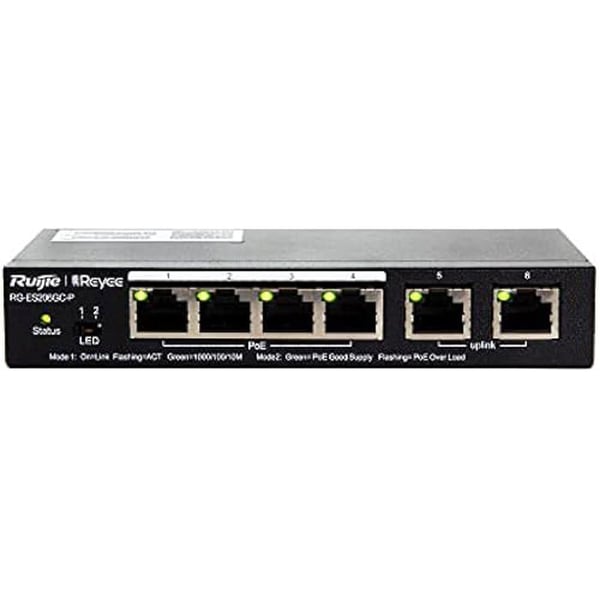 Switch - RUIJIE - Reyee 6-ports Gigabit - PoE - Managed - 6 Gigabit-portar