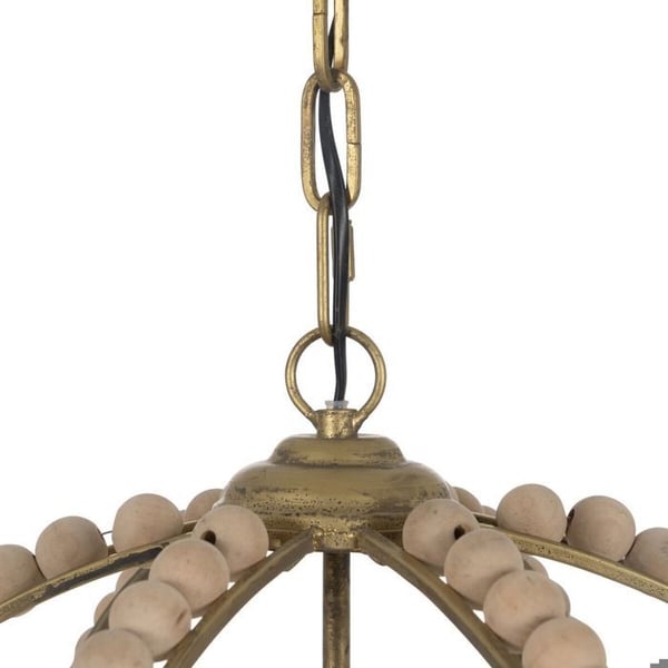Hänglampa - BigBuy Home - Metall och ekträ - 54x54x54 cm - E27 - Samtida design- USED
