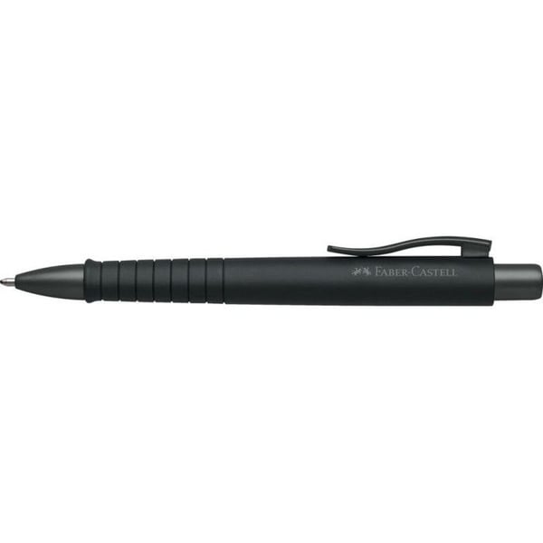 Kulpenna - Svart - Blått bläck - Medium spets - Grepp - Retractable - Faber-castell - Poly Ball