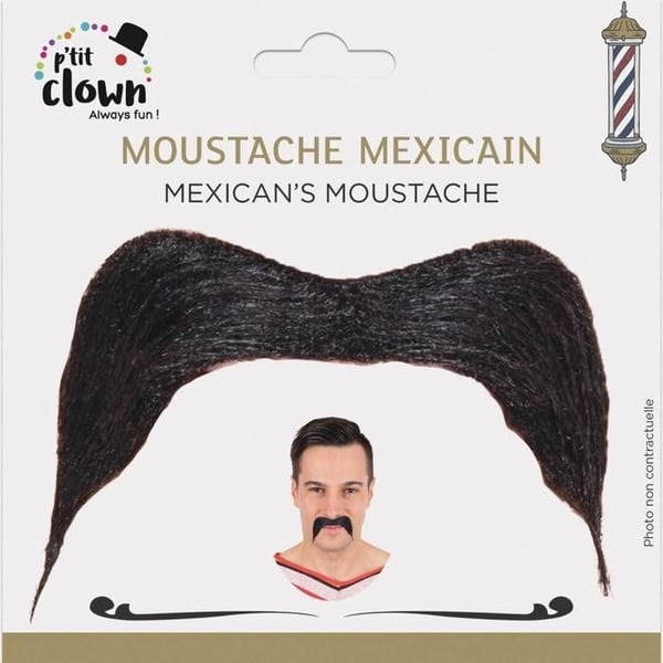 Mustasch - LITEN CLOWN - Svart Mexikan - Röd Färg - Vikt 110g - För Vuxna