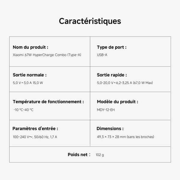 XIAOMI 67w Hypercharge Combo Type-A - Hvid