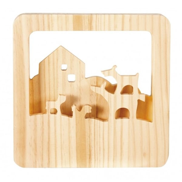 Trä nattlampa - EGMONT TOYS - Bremen-musiker - Inbyggd LED - Att ställa - Beige