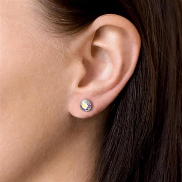 Örhängen - EVOLUTION GROUP - 31113.2 - Swarovski-kristaller - Skruvlås - Rodinerad yta