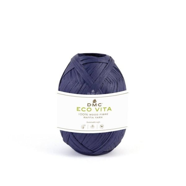 DMC - Raphia Eco Vita Raffia 50g Trikå Virkning Vävning Makramé Col. 071 Blå