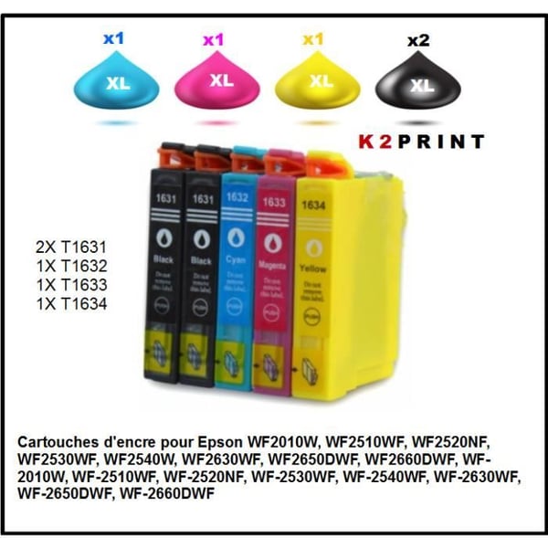 Cartouche bläck Epson WF-2660DWF - Svart - Flerfärgad - 180 g