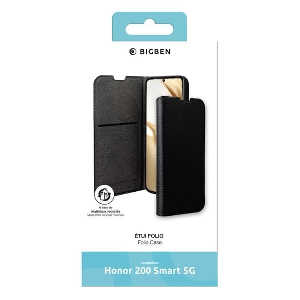 Folio Fodral - BIGBEN - Honor 200 Smart - Svart - Fällbart Stöd - Heltäckande Skydd