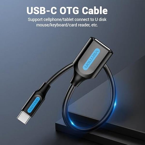 USB Type-C-omvandlare - Vention - 15 cm - USB-A hona - Svart - USB 2.0