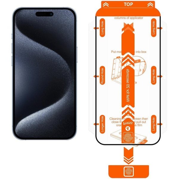Beskyttelsesfilm - MOBIL - iPhone 15 Pro Max - Hærdet glas - 2 stk - Orange