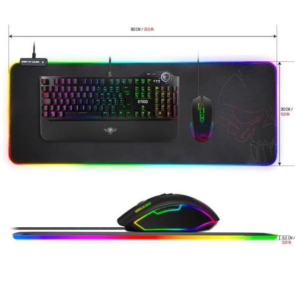 RGB XXL Hiirimatto - SPIRIT OF GAMER - LED-taustavalaistus - Ultraohut pinta - Liukumaton