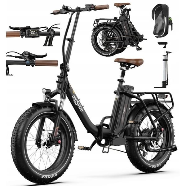 ONESPORT Elektrisk scooter OT16 Max 48V 18Ah 500W 50km/h 120km 20*4" FR Let at transportere Bærbar Sort Brun