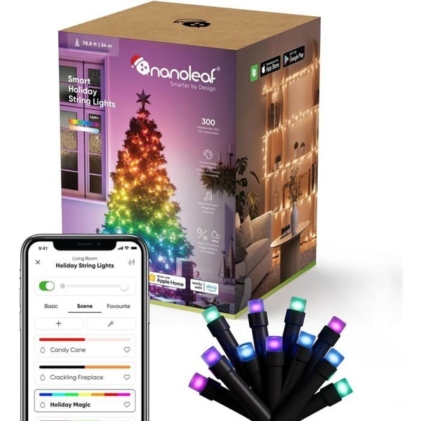 Nanoleaf Ljusgirlang Ansluten 24 m - 300 adresserbara RGB LED, Inomhus & Utomhus, Wi‑Fi