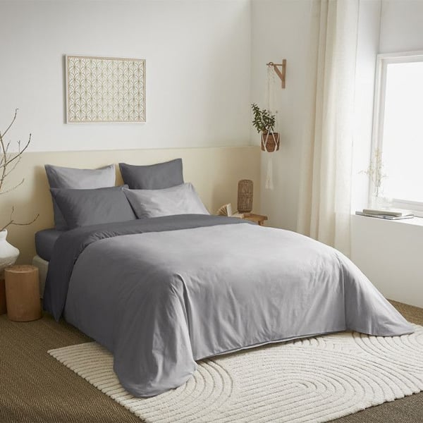Komplett paket 6 stycken Grå/Antracit vändbart påslakan för säng 140 x 190 cm
