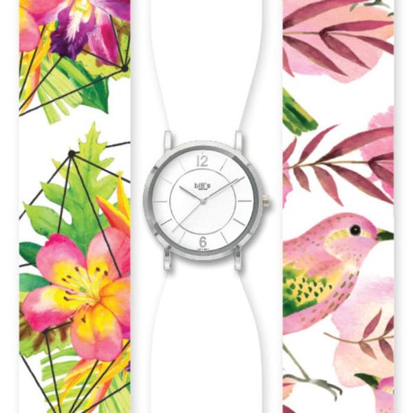 Bill's klockor - Montre Trend med satin scarf armband Spring bird
