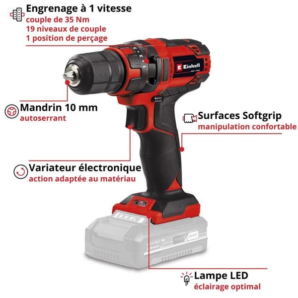 Einhell Trådløs Boremaskine Skruemaskine TC-CD 18/35 Li - Solo PXC (18V, Moment 35) Leveres uden batteri eller oplader