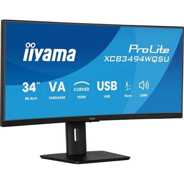 Kurvad PC-skärm - IIYAMA - 34" - WQHD - 120Hz - VA-panel - 0,4ms - Höjdjusterbar - XCB3494WQSU-B1