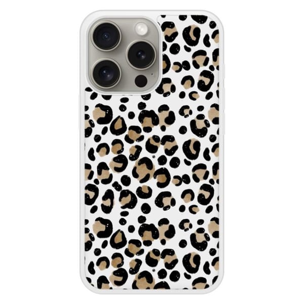 Förstärkt silikonfodral med tryck kompatibel med Apple iPhone 15 Pro Leopard