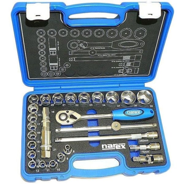 NAREX Skruvmejselset 1/2 med spärr 27 delar (8-32mm) 7891309