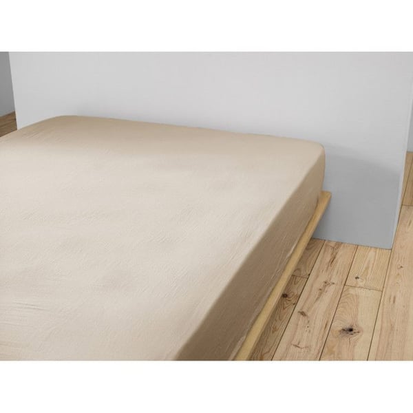 Drap housse "Gaïa" alla dimensioner "Gaze de Coton" l'Effet Papillon - Gaia Ficelle - 140 x 190 cm med 30 cm gummiband