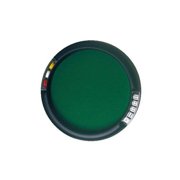 Platt Pista Spel rund 31 cm grön + 5 tärningar + 21 plastmynt - Sällskapsspel Yam, 421 - Tillbehörsset och kort
