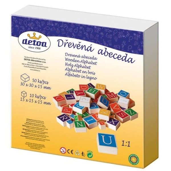 Detoa träalfabet och tecken junior 22,7 x 5 cm 60 st