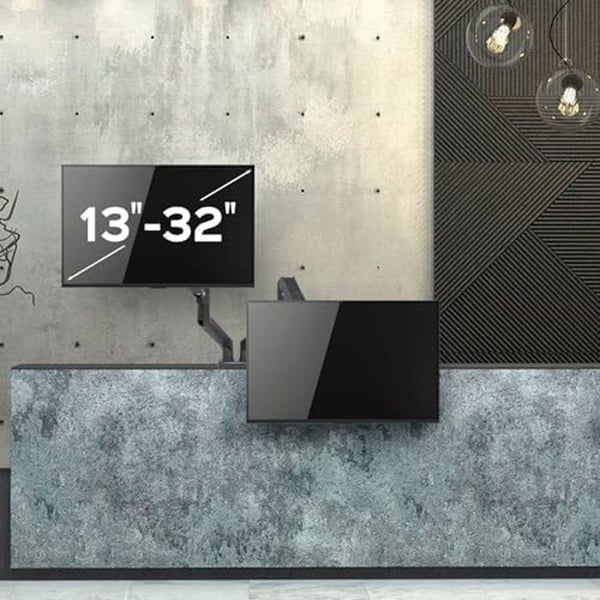 Universellt skrivbordsstöd - UNYKACH - UK1479 - Dubbelarm - Skärmar upp till 32" - VESA Max 100x100mm