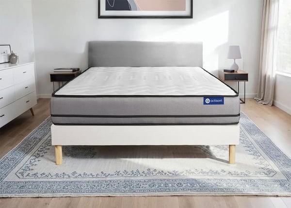 Madrass- och boxspringset 160x220 cm - Actimemo Night - Vitt boxspringkit