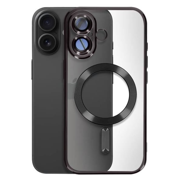 Fodral - AVIZAR - iPhone 16 Plus - Silikon - Svart Chrome Contour - Fullständigt kameraskydd