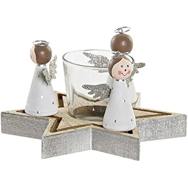 Ljusstake - DKD Home Decor - Trä och Glas - Flerfärgad - 17 x 17 x 9 cm - Inomhus Ljusstake - DKD Home Decor - Trä och Glas - Flerfärgad - 17 x 17 x 9 cm - Inomhus
