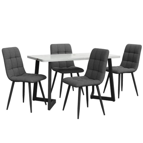 Matbord - MUVOE - 117 cm - 4 stolar - Mörkgrå - Rektangulär