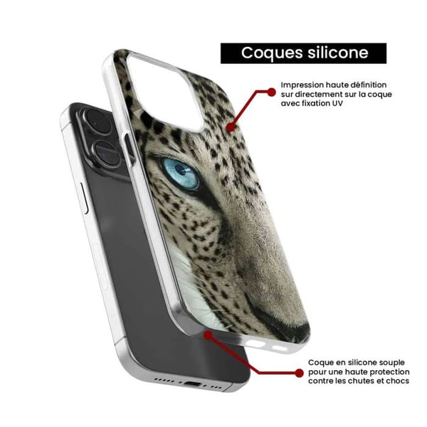 Tryckt silikonfodral kompatibelt Apple iPhone 15 Plus Leopard Eye