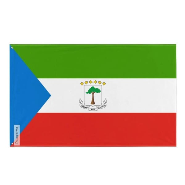 Ekvatorialguinea Flagga – 64 x 96 cm – Hållbar Polyester – 2 Metall Öglor – Inomhus / Utomhus – Pixelforma