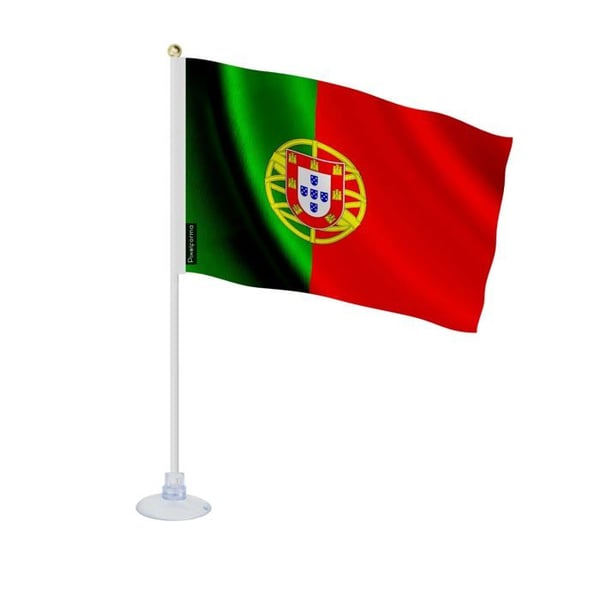Mini flagga från Portugal – Sugpropp – 14 x 21 cm – För släta ytor – Polyester – 1 styck – Pixelforma