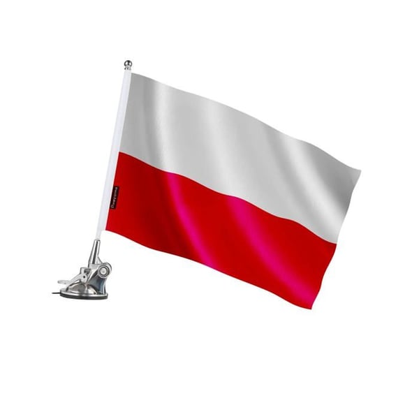 Sugrörsstång – Polens flagga – 27 x 35 cm – Polyester – Rostfritt stål – Pixelforma