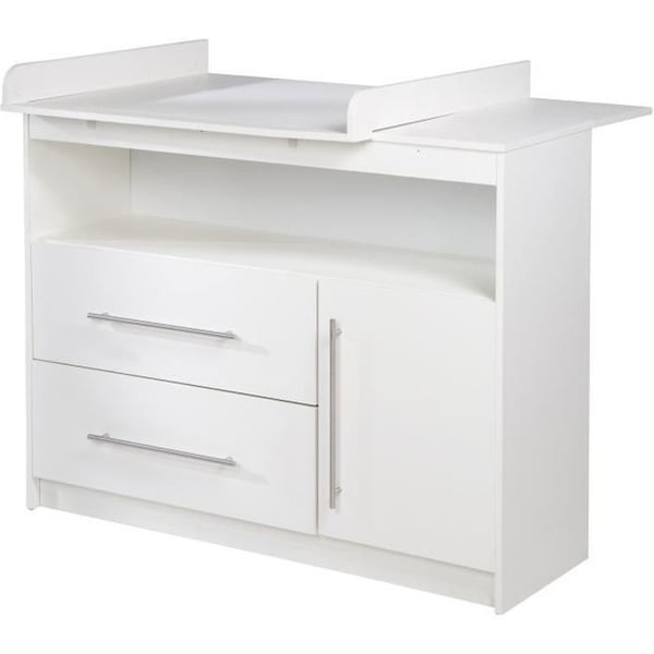 Skötbord ROBA Maren - Vit - Avtagbart Bord - 2 Lådor - 1 Dörr - Öppen Fack