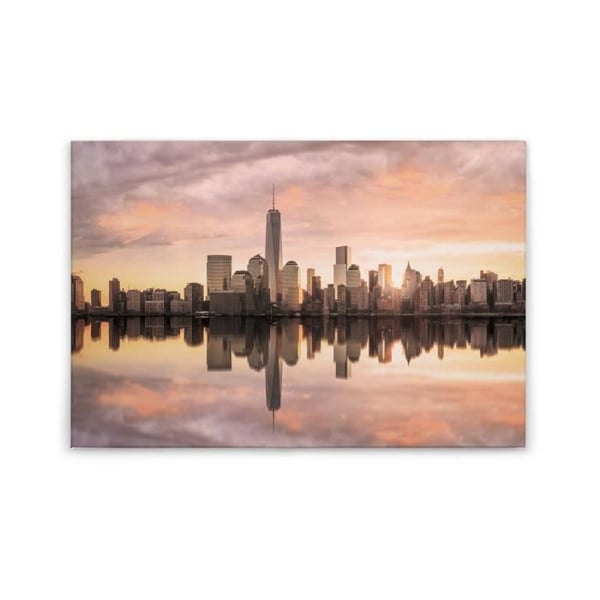 Canvastavla - Tadessi - M1-No.50074 - Amerika - New York - Grå - Orange - Canvas på bårram - 90 x 60 cm