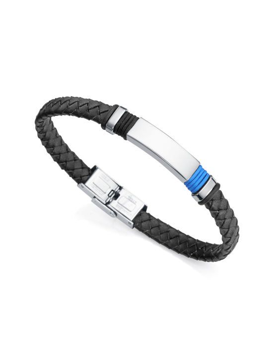 Armband - Viceroy - Magnum 6480P01019 - Svart läder - Stål Ip Gun - Blå snodd
