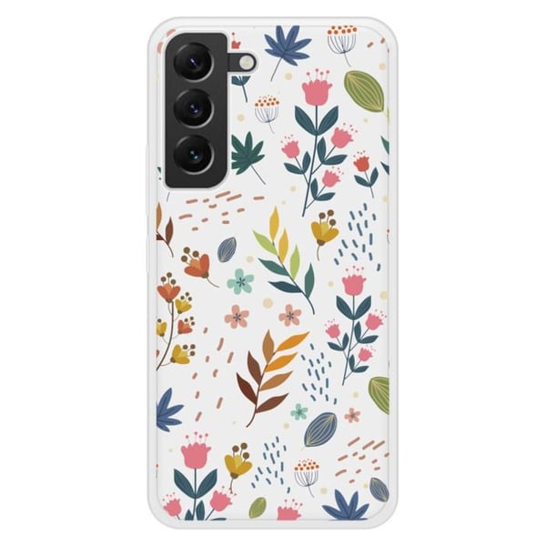 Siliconeförstärkt skal med tryck kompatibel med Samsung Galaxy S22 Plus Färgade blommor