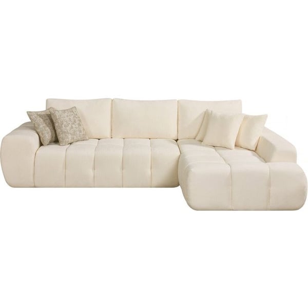 Hörnsoffa i tyg stil bubble "Sidonie" - 4 platser - Beige