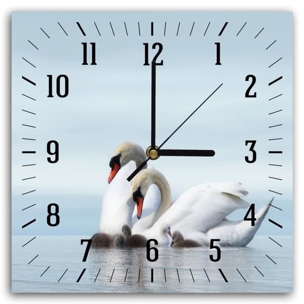 Legendarte - Swan Family Väggklocka cm. 30x30