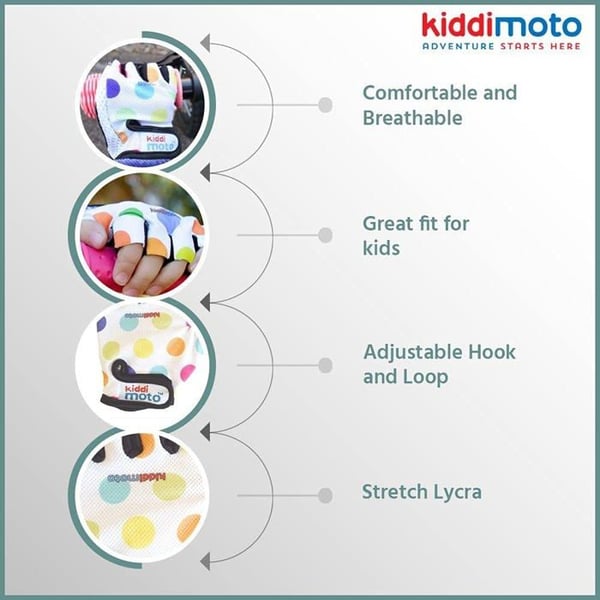 Kiddimoto - Pastell Dotty MEDIUM handskar