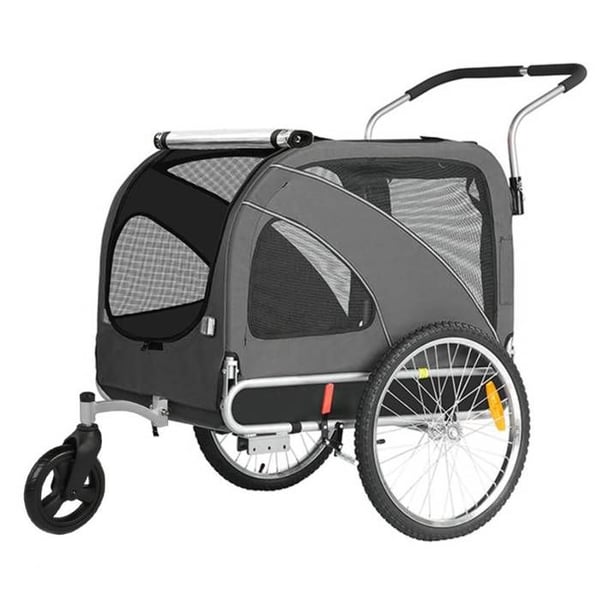 SEPNINE 10202B XL Hundvagn, Cykel och Barnvagn 2 i 1 med Handbroms och Reflexer, Robust Oxford 600d Tyg