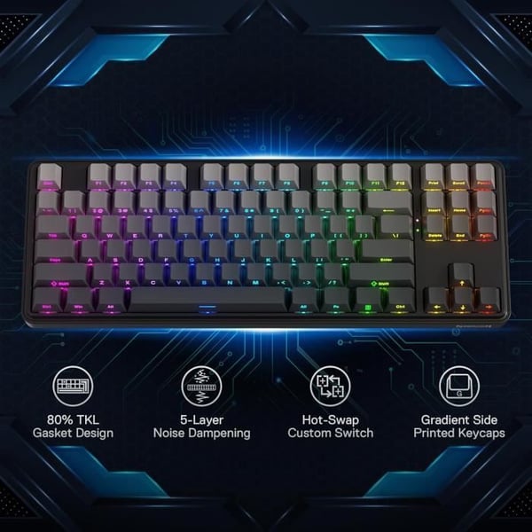 Mekanisk tastatur - REDRAGON - K707 PRO GB - RGB - 2,4 GHz/BT/kablet - Mint Mambo switch