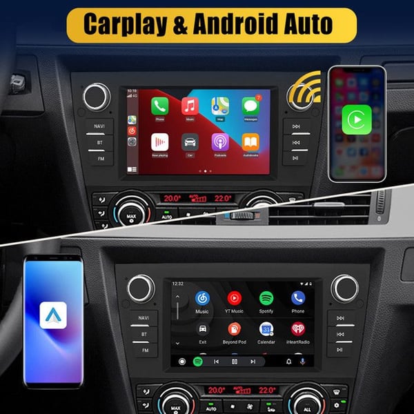 AWESAFE Autoradio Android 13 för BMW Serie 3 E90 E91 E92 E93 2Go+32Go med 7'' Pekskärm GPS Carplay Android Auto Bluetooth